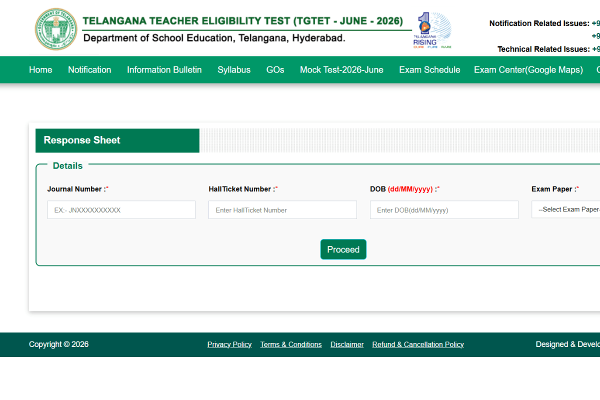 TG TET Response Sheet June 2026